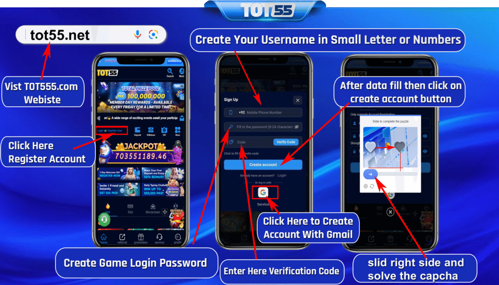 How to register on TOT55 game app